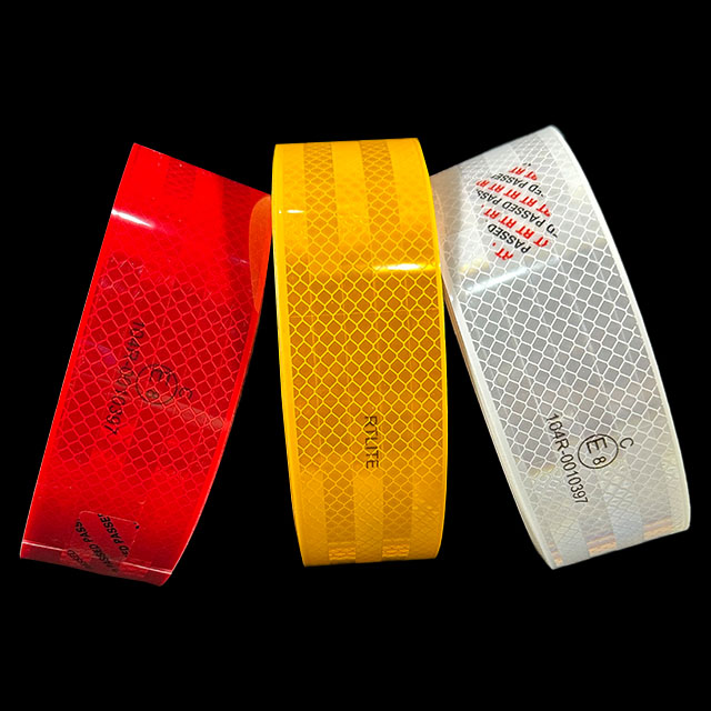 Red, yellow and white vehicle marking reflective tape rolls